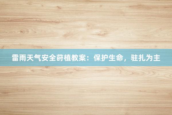 雷雨天气安全莳植教案：保护生命，驻扎为主